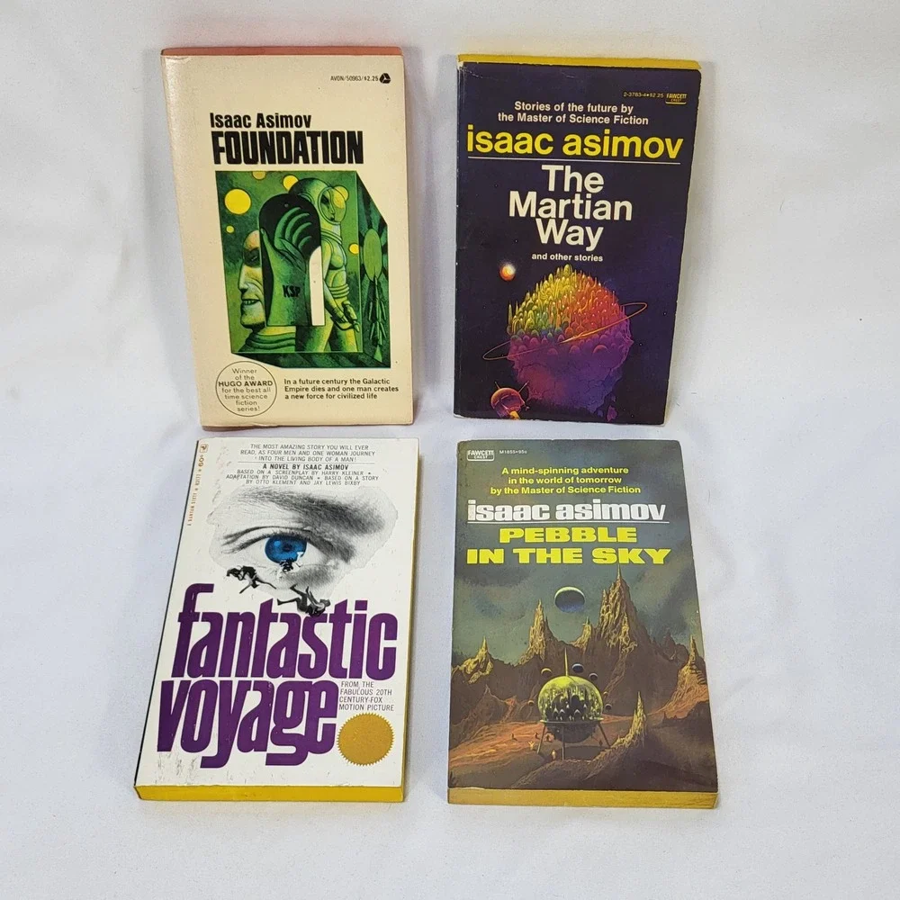 Isaac Asimov Vintage Sci-Fi Book Lot Foundation Fantastic Voyage Martian Way
